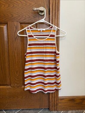 Frame Striped Linen Tank Small Sunrise Multi Coastal Summer Preppy